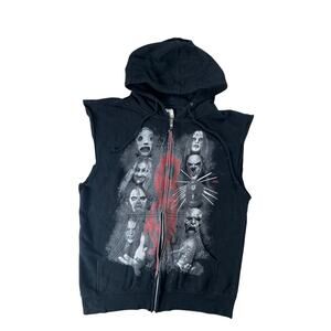 2010 Slipknot Medium Band Hoodie All Over Print Full Zip Pinhead old Masks